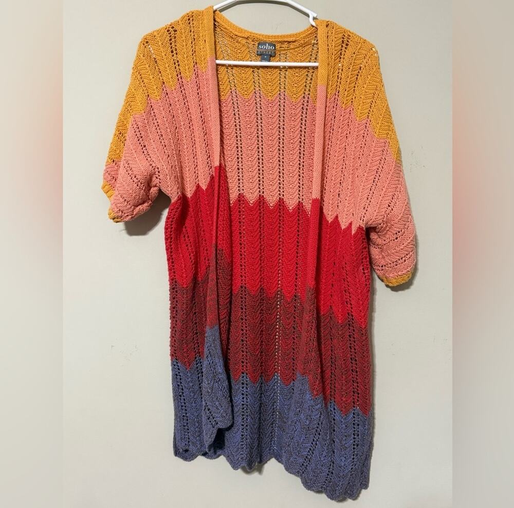 New York & Company soho street women’s medium colorful multi striped cardigan